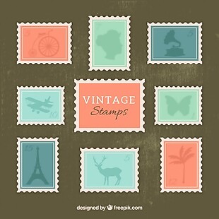 收藏可爱的老式邮票
