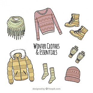 冬季服装和手工配件的收集