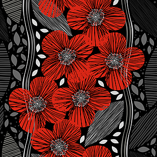 手绘红色花朵背景