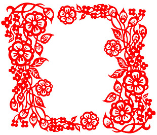 花朵中国风民族生肖剪纸矢量图