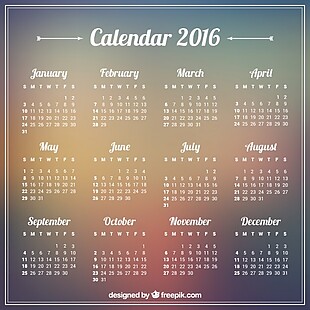 模糊背景下的2016日历