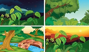 四幅森林风景图