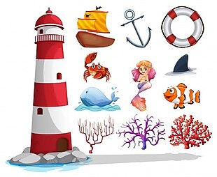 灯塔及其他海洋物品插图