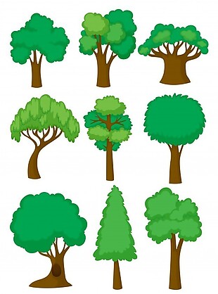 不同形状的树插图