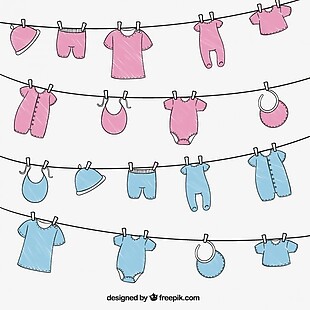 绳索上的婴儿衣服