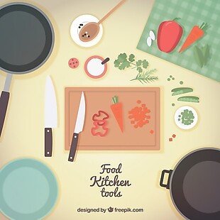 厨房用具和食品