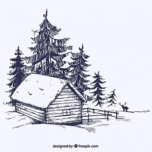 木屋冬季景观小品
