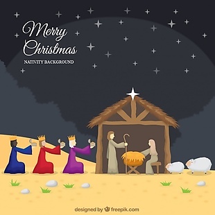 耶稣诞生现场智者的圣诞节背景