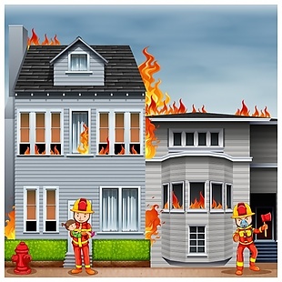 着火的房子的背景