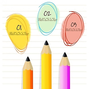 三彩色铅笔图表模板