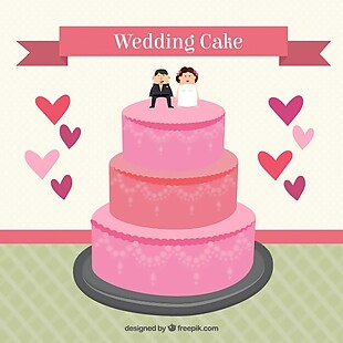 粉红婚礼蛋糕