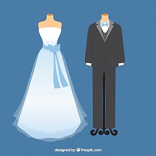 可爱的婚纱和新娘礼服