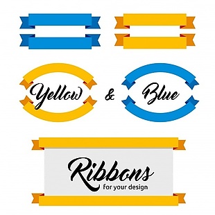 黄色和蓝色丝带收集