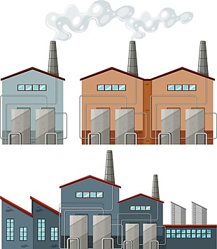 手绘工厂污染元素