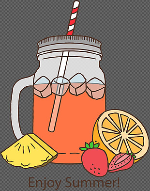 手绘橙汁果汁插画免抠png透明图层素材