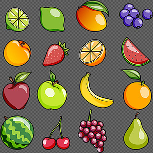 彩色水果插画图标免抠png透明图层素材