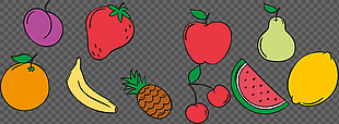 各种手绘水果插画免抠png透明图层素材