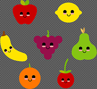 可爱手绘水果表情图标免抠png透明素材