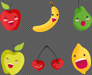 各种水果表情插画图标免抠png透明素材
