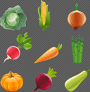 新鲜蔬菜插图免抠png透明图层素材