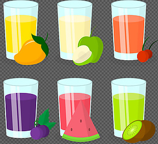 各种颜色果汁插画图标免抠png透明素材
