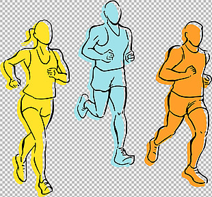 手绘简单跑步人免抠png透明图层素材