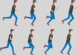 蓝色裤子跑步者免抠png透明图层素材