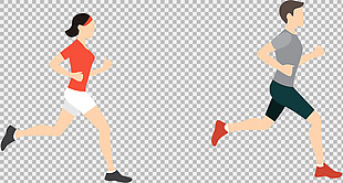 手绘男女跑步者免抠png透明图层素材