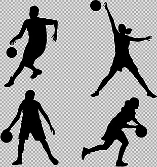 篮球运动人物剪影免抠png透明图层素材