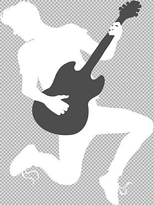 白色弹吉他人物剪影免抠png透明图层素材