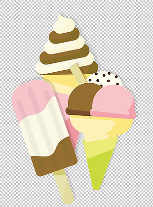 手绘漂亮冰淇淋免抠png透明图层素材