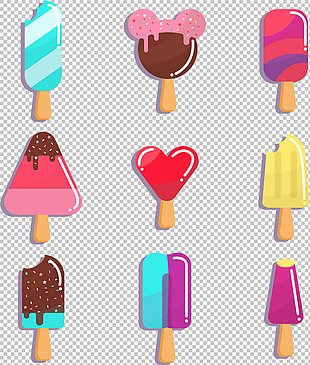 手绘彩色冰淇淋免抠png透明图层素材
