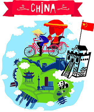 中国特色旅行插画