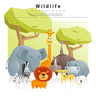 野生动物园插画