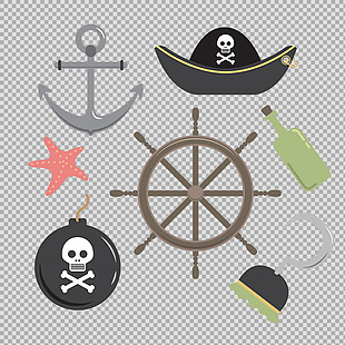 各种手绘海盗元素图标免抠png透明素材