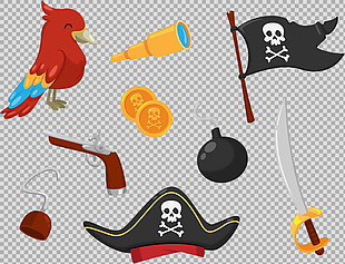 各种海盗元素图案免抠png透明图层素材