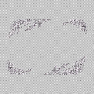 手绘花卉边框免抠png透明图层素材