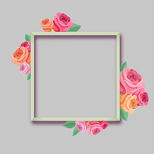 玫瑰花卉边框免抠png透明图层素材