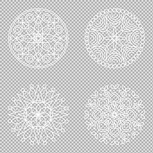 白色抽象曼陀罗花纹免抠png透明图层素材
