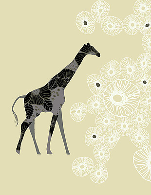 矢量动物长颈鹿图案