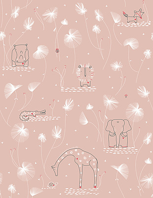 粉红色动物装饰图案