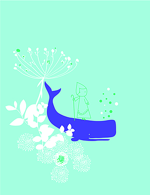 蓝色鲸鱼装饰图案