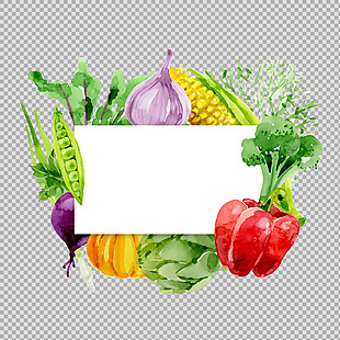 手绘各种蔬菜边框背景免抠png透明素材