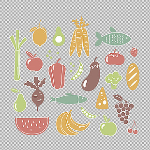 彩色各种蔬菜免抠png透明图层素材