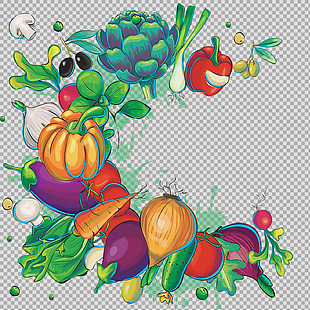 各种手绘蔬菜图案免抠png透明图层素材