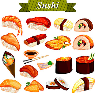 美味的日本寿司插画