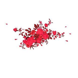 清新红色花朵元素