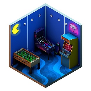 蓝色游戏机室元素