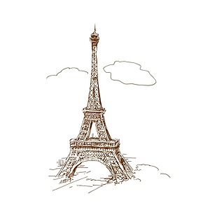 手绘巴黎铁塔元素