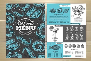 手绘海鲜餐厅宣传单